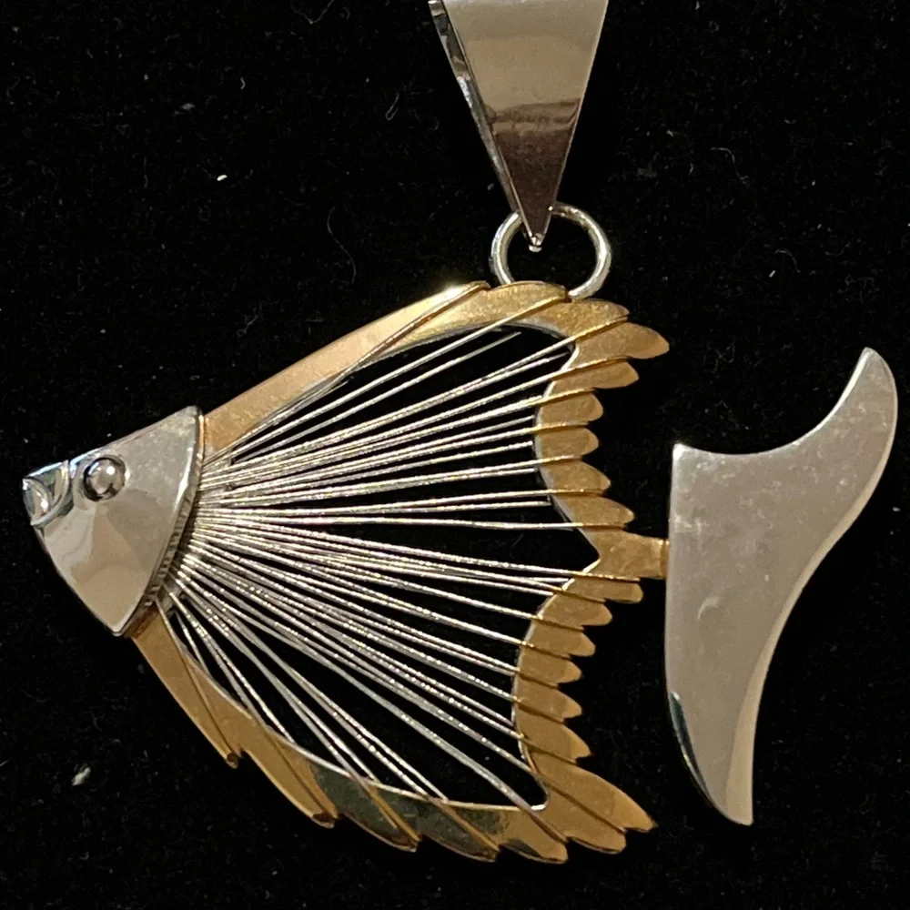 Elegant BEST Silver and Gold Fish Pendant